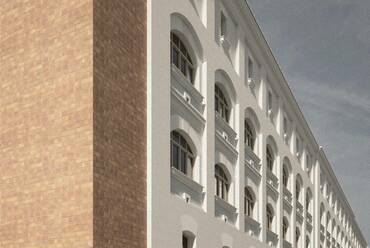 Részlet. A Károli Gáspár Református Egyetem új épületegyüttese. A 3Z Építész Stúdió kiemelt megvételt nyert terve. 2024.
