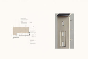 Ablakbeépítés. Komáromi vízház átalakítása – Kerékpáros hostel. Imre Flóra diplomaterve. 2024.
