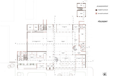 Földszinti alaprajz. Multidiszciplináris művészeti és inspirációs központ - MMIK revitalizáció. Zalaegerszeg. Gyarmati Dóra diplomaterve. 2024.
