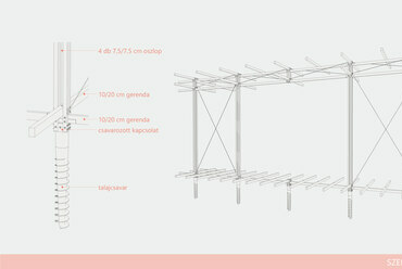 Szerkezeti részlet. Erdőkert – Tangazdaság Kiskőrösön. Zsupos Zoltán diplomaterve. 2024.
