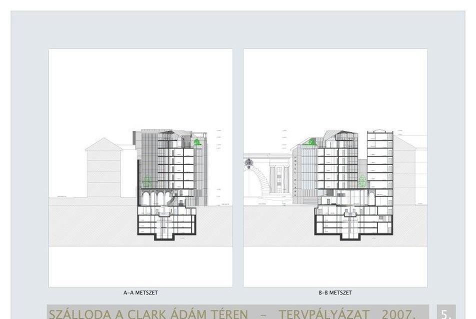 szálloda terve a Clark Ádám térre, Horváth Lajos és Molnár Tibor munkája