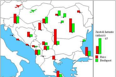 Bécsből és Budapestről hetente érkező járatok 2007 áprilisában