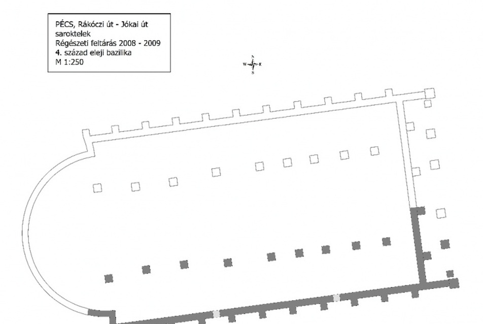 A 4. század elején épült bazilika alaprajza