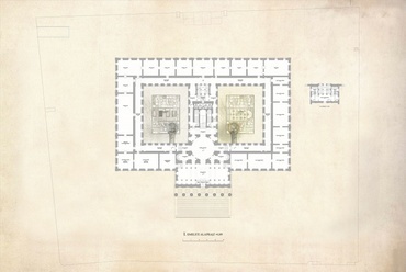 Magyar Nemzeti Múzeum tervpályázat - I.emeleti alaprajz, tervező: Skardelli György, KÖZTI Zrt.