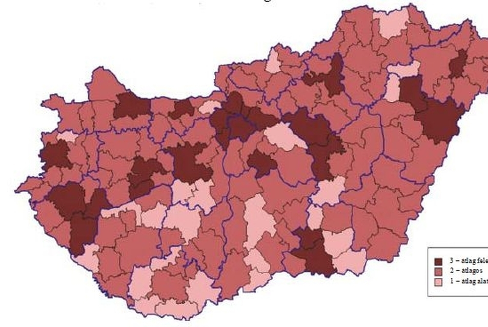 11. ábra: A magyarországi kistérségek besorolása fejlettségük szerint, forrás: ((7), p. 286.)