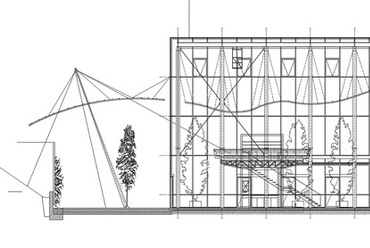 Duna Tower bejárati csarnok hosszmetszet - építészet: skyline architekten