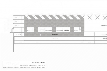 Munkaterápiás központ, sematikus metszet - Fábri Attila diplomaterve