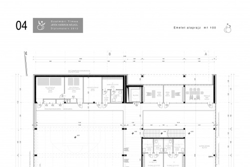 Játék Határok Nélkül - sportközpont a fogyatékkal élő sportolók igényeire alakítva,  tervező: Szatmári Tímea