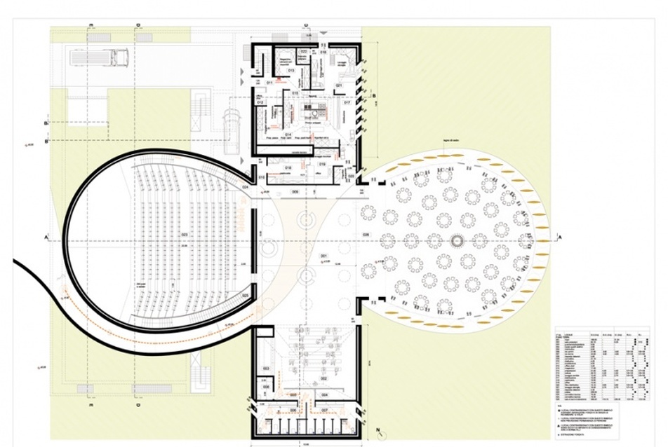 Forum Collemassari – kulturális központ, fenyőfák ölelésében, tervező: Edoardo Milesi