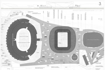 A B3 Építész Stúdió kiemelt megvételt nyert pályázata a Puskás Stadionra és környékére