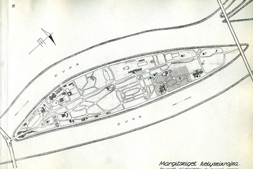 A Margitsziget helyszínrajza (forrás: Margitszigeti Művészsétány Javaslat - 1963)