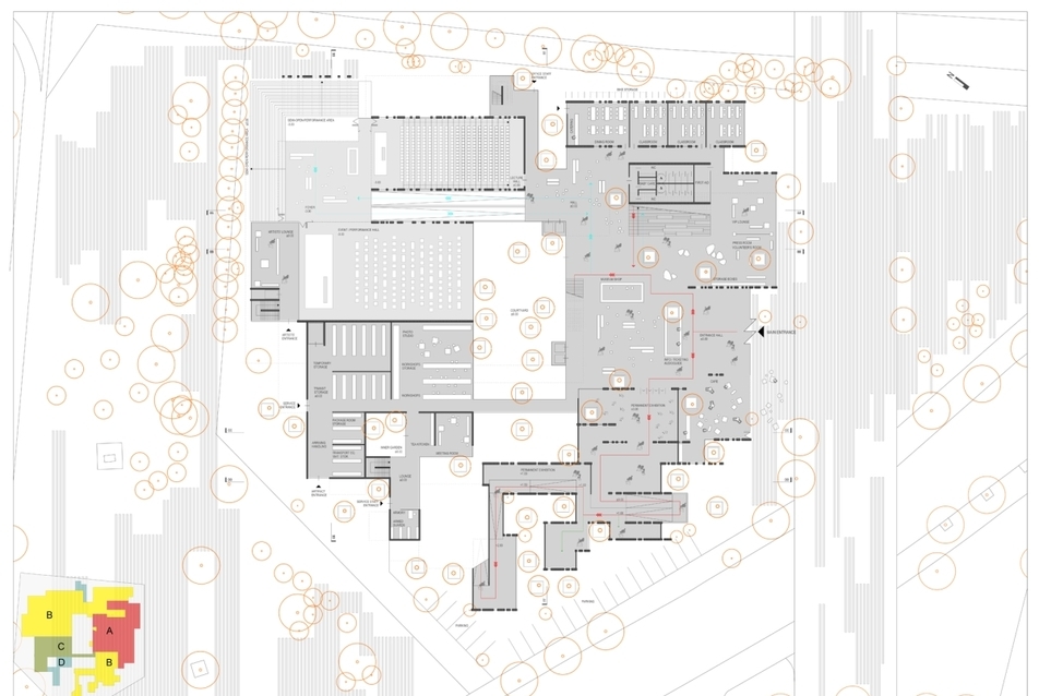 Alaprajz (+0.00 szint), forrás: Ziya İmren Architects