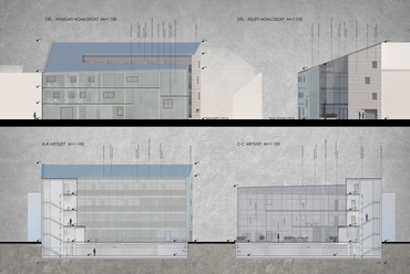 Homlokzatok, metszetek - tervező: Kollár Péter