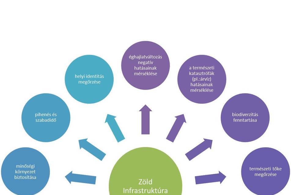 A zöld infrastruktúra funkciói (Forrás: Az EEA Technical report No 2/2014 dokumentum alapján a tanulmány szerzőinek saját szerkesztése)