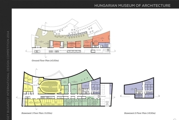 Magyar Építészeti Múzeum, pince és földszint alaprajz - építész: Bérces László