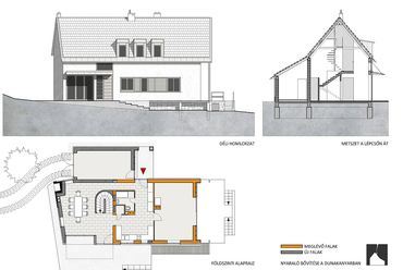 homlokzat, metszet, alaprajz - építész: Frank György