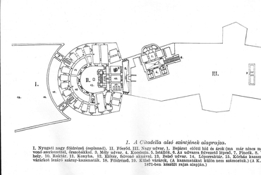 a Citadella alsó szintjének alaprajza - Radnai Lóránt: A Citadella. Képzőművészeti Alap Kiadóvállalata, Budapest, 1963.