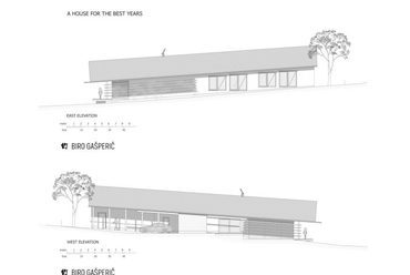 Matej Gašperič: Lejtős ház, Szlovénia. Homlokzati rajz