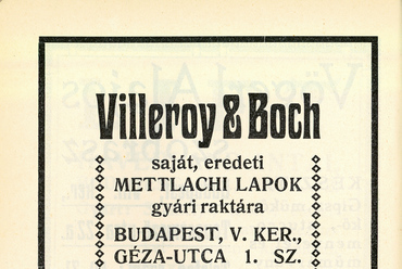 hirdetés az 1917-es Építészek Naptárából - forrás: Palóczi Antal: Építészek Naptára 1917 