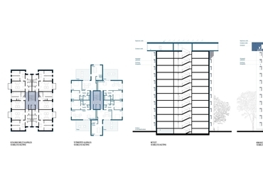 tízemeletes háztípus terve - József Attila lakótelep megújítása - építész: Gyökér András, Szabó Máté