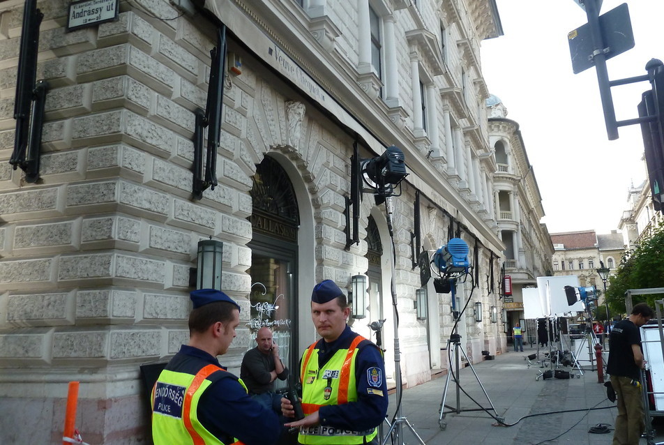 Filmforgatás Budapesten.