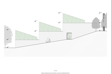 Keleti homlokzat, Biogázfeldolgozó és látogatóközpont, Tervező: Kazi Zsolt, BME Építészmérnöki Kar, 2019.
