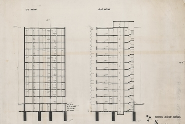 Budafoki kísérleti lakótelep, M3 épület, metszetek, Tenke Tibor, TTI – Lechner Tudásközpont, Dokumentációs Központ / Tervtár