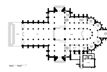 Lille, a Notre-Dame-de-la-Treille-székesegyház alaprajza. Forrás: Wikimedia Commons