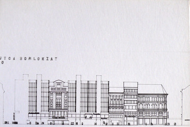 Cs. Juhász Sára - Böjthe Tamás - Rácz Endre: Belvárosi üzletközpont terve, Budapest, 1967. Forrás: Cs. Juhász Sára hagyatéka