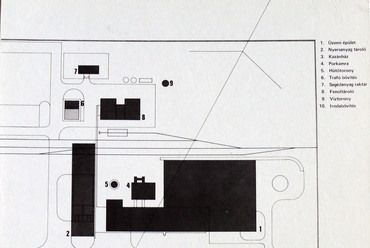 A tapolcai KŐSZIG bazaltgyapotgyár II. ütemének helyszínrajza. Tervező: IPARTERV, irányító tervező: Cs. Juhász Sára. Forrás: Cs. Juhász Sára hagyatéka