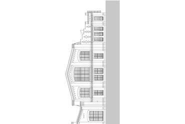 Operaház Eiffel Műhelyház és Próbacentrum, homlokzat - terv: Marosi Miklós / KÖZTI 