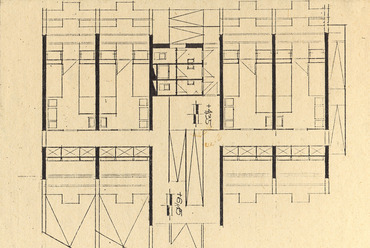 Nagy Bálint: Hallgatói és oktatói üdülő terve az Ybl Miklós Felsőfokú Építőipari Technikum számára, 1971. Tetőszinti alaprajz.