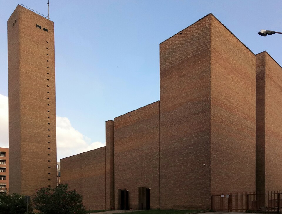 Bologna, La Chiesa di San Giovanni Bosco, Quartiere Savena, Giuseppe Vaccaro, 1958-1968. Fotó: Lampert Rózsa