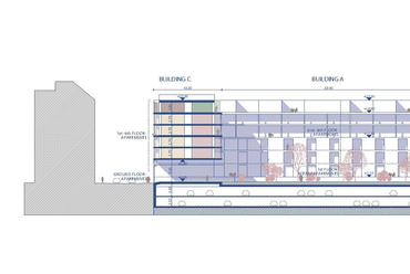 Metszet. Építészet: T2.a, A-Platz