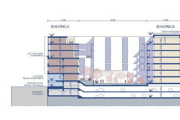 Metszet. Építészet: T2.a, A-Platz