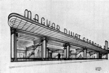 Horváth Lajos terve a Magyar Divatcsarnok Rákóczi úti portáljára. Tér és Forma, 1933/4-5. 148. o.