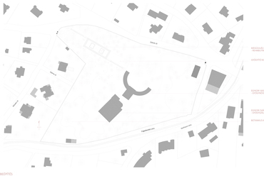 Megújulás háza, onkológiai központ a Svábhegyen, helyszínrajz –  terv: Zámbó Kamilla / BME Építészmérnöki Kar, Középülettervezési Tanszék