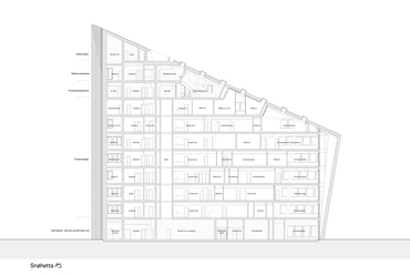 Powerhouse Telemark – tervező: Snøhetta, 2020., Porsgrunn, Norvégia – metszet