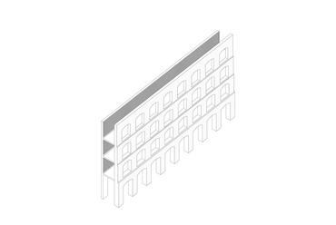 Urnafal axonometria – Temető – építész: Baki Áron