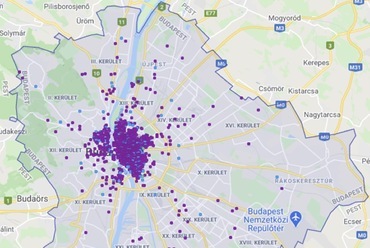 Budapesten hirdetett szálláshelyek 2020 februárjában.