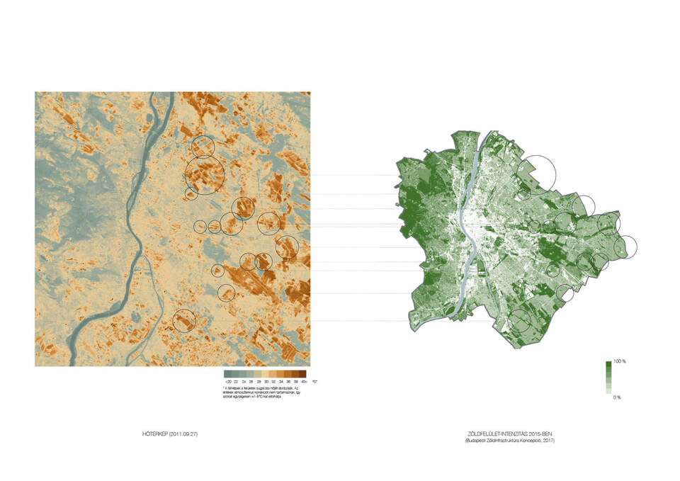 Egy hőtérkép (2011.09.27) és a mezőgazdasági területek összevetése