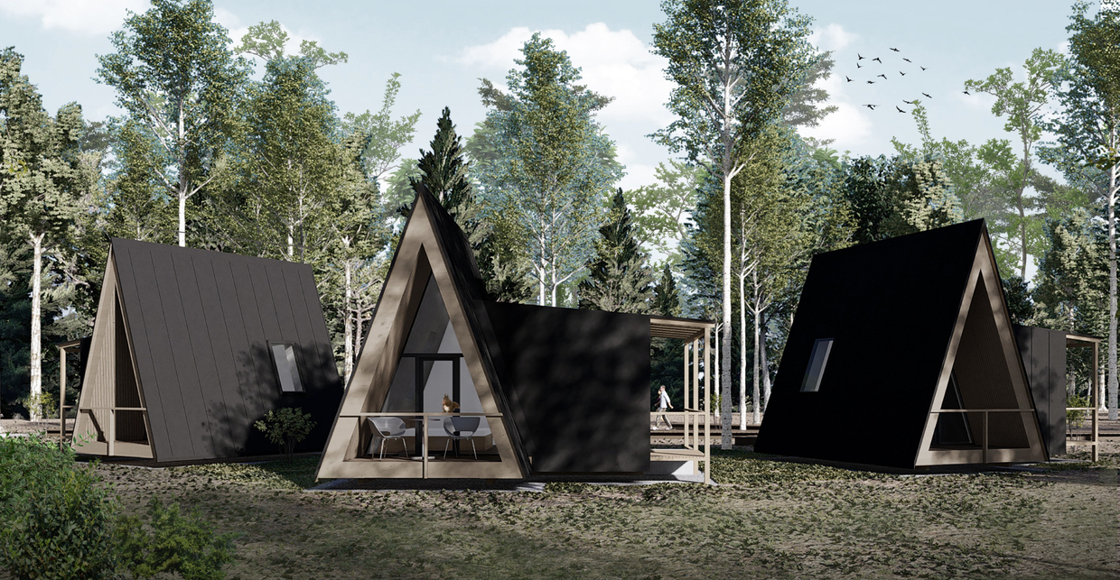 Bükfürdői Glamping Woods, közbeszerzés alatt – építész: Sztranyák Gergely és Borbély Fruzsina – tájépítész: S73 – munkatárs: Ocskó Szimonetta