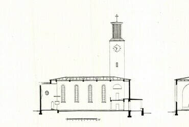 Kotsis Iván: A balatonboglári plébániatemplom metszetei. Forrás: Tér és Forma, 1933. 6. évf. 4-5. szám 