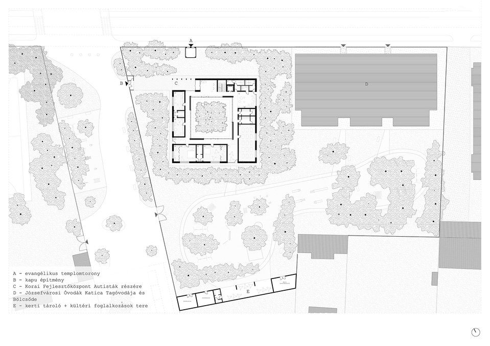 Korai fejlesztőközpont autista gyermekek részére – Helyszínrajz – Terv: Vörös-Grigoriu Eszter