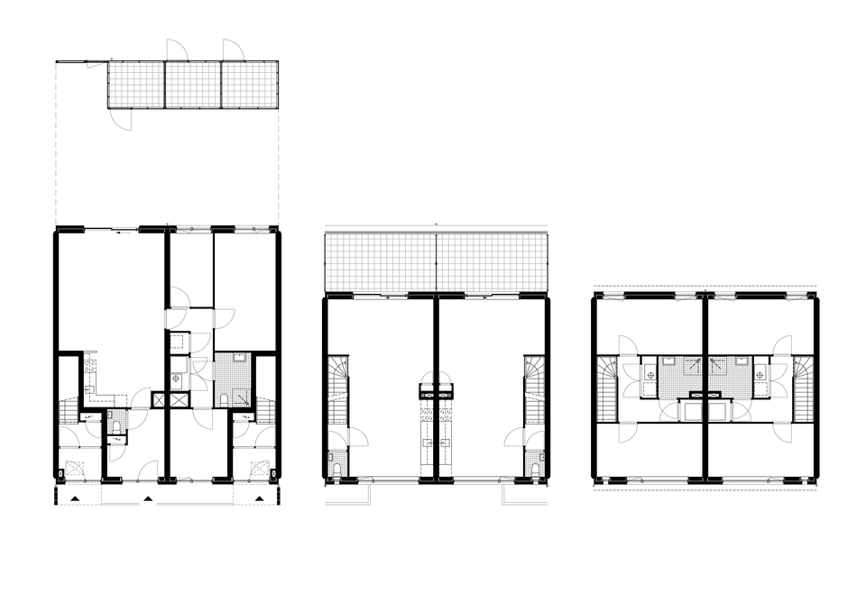 A duplex sorházak tervrajzai, alaprajzok. Építész: Steenhuis Bukman Architecten. 