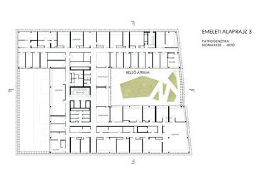 3. emelet, ONKO Központ, az Országos Onkológiai Intézet diagnosztikai központja, Tervező: Artonic Design Kft.