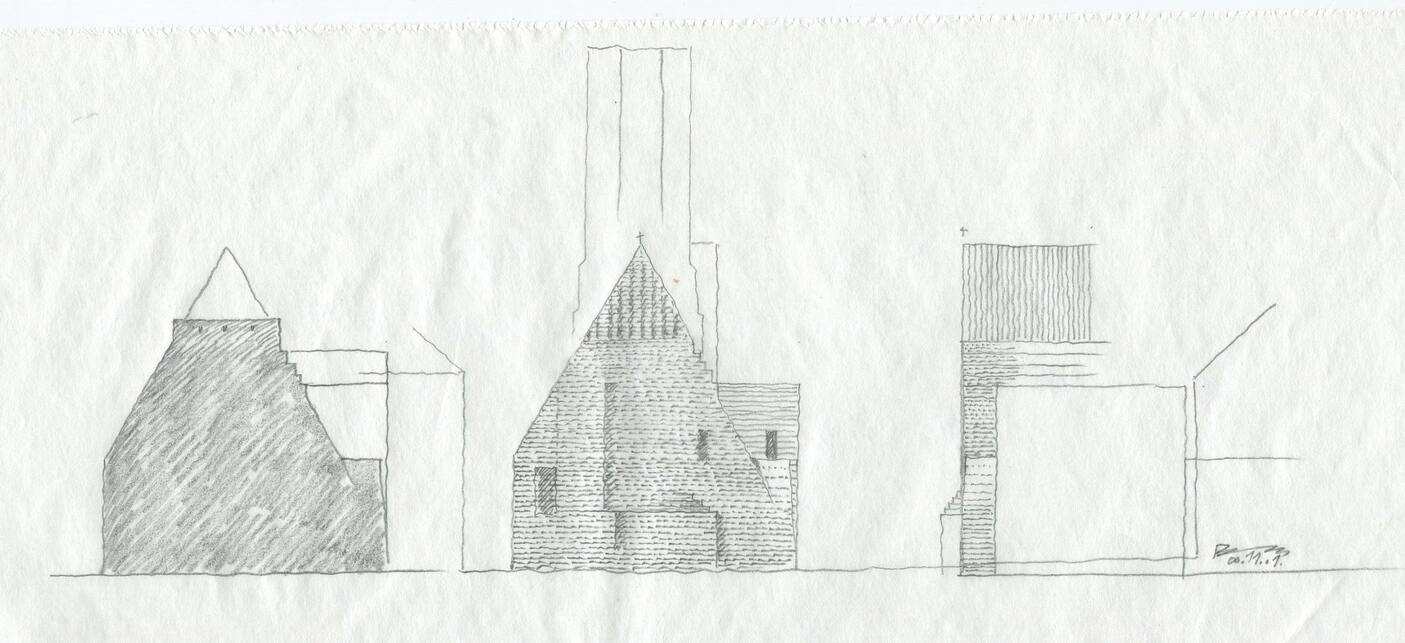 Helyőrségi Főtemplom terve, Budapest, Kapisztrán tér, 1999-2000 – építész tervező: Balázs Mihály, Török és Balázs Építészeti Műterem – építész munkatárs: Tarnóczky Tamás