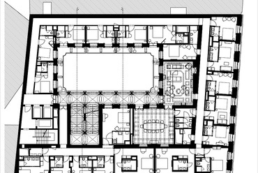 I. emeleti alaprajz, A Schmahl Henrik tervezte, egykori Haggenmacher-palota műemléki felújítása, Tervező: Archikon