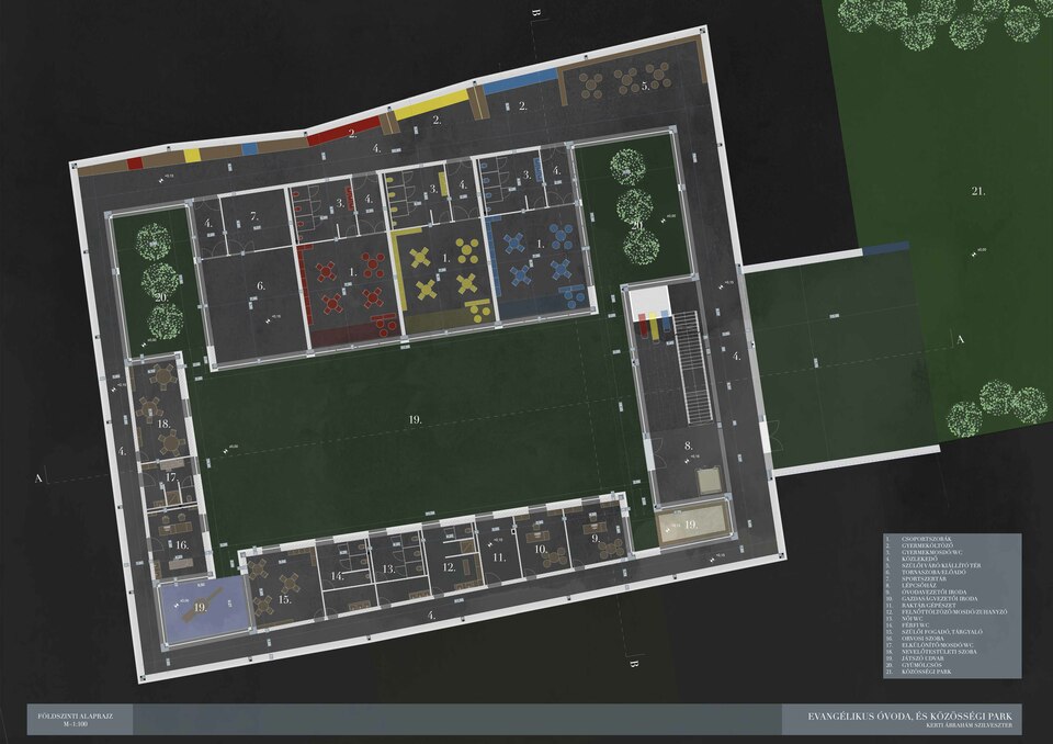 Evangélikus óvoda és közösségi park – Kerti Ábrahám Szilveszter diploma terve