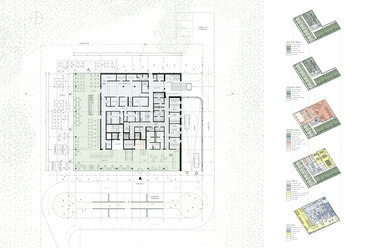 Debreceni Egyetem ´UniGreen Hotel´ Innovációs Oktatószálloda, földszint alaprajz / 4N Építésziroda	